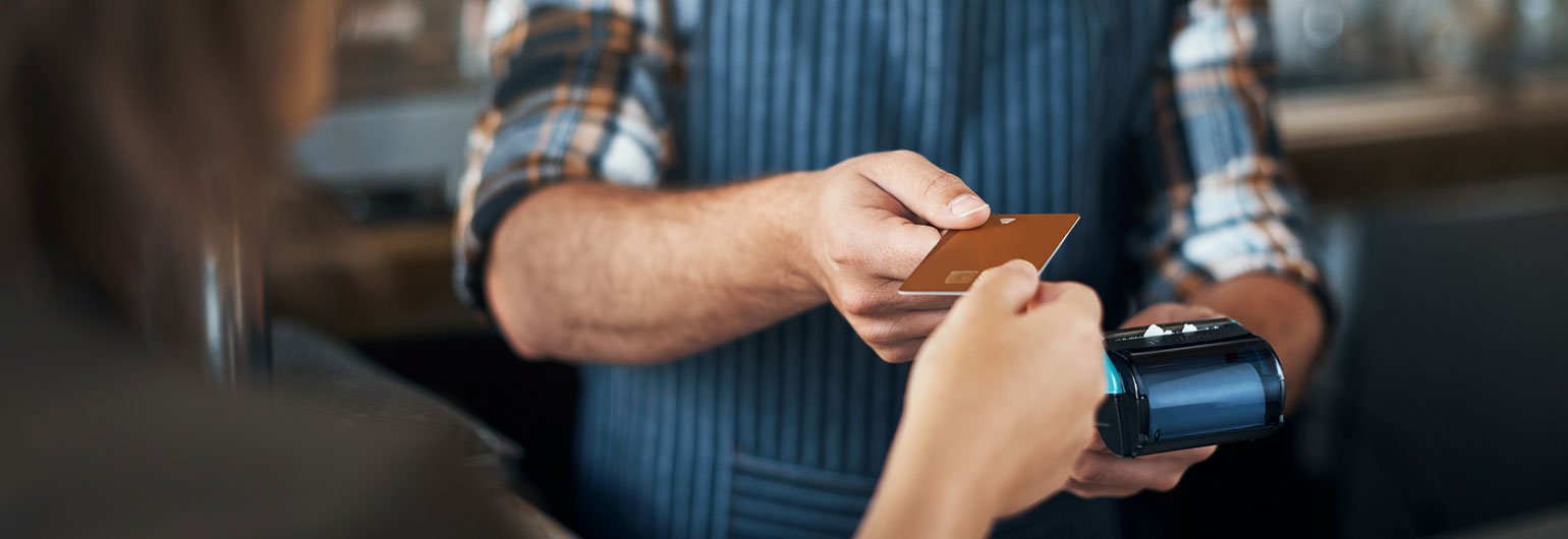 Customer paying with credit card
